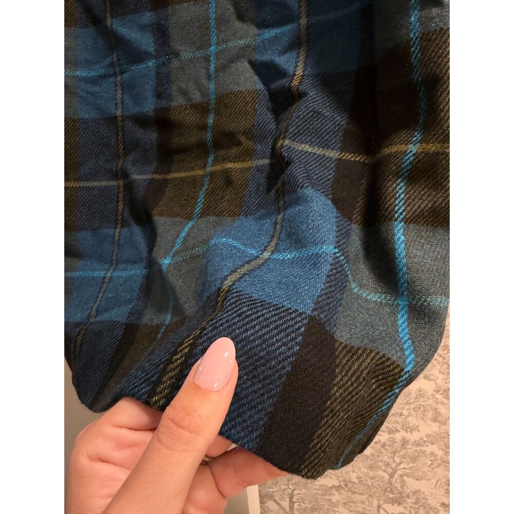 Worthington Petite 10P Blue Plaid Wool Blend Midi Pencil Skirt